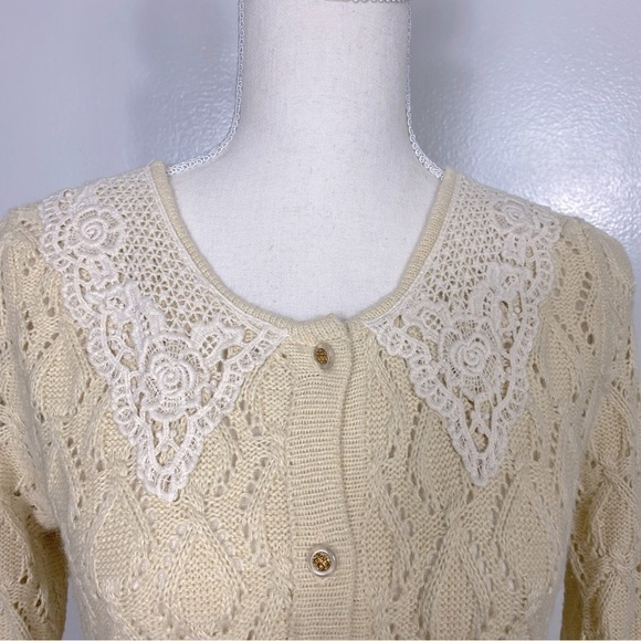 Anthropologie | Freeway angora/acrylic crochet & lace cardigan - Picture 3 of 9